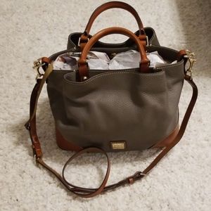 Pebble leather Brenna Satchel - elephant color
